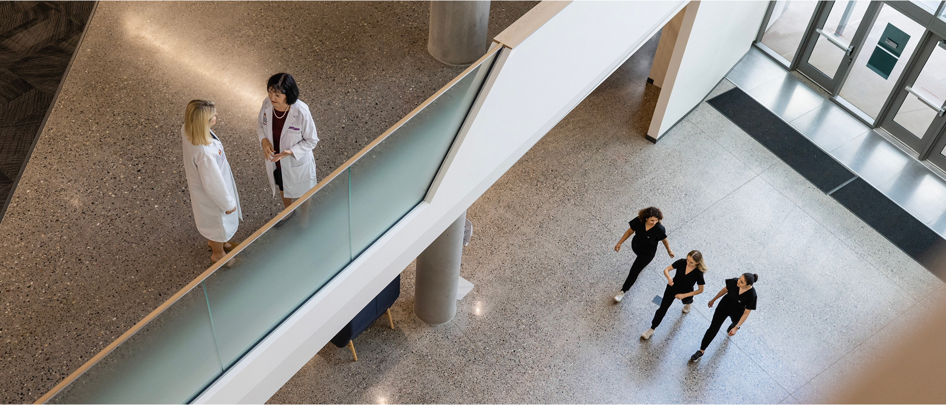 Students and faculty in an ASU building